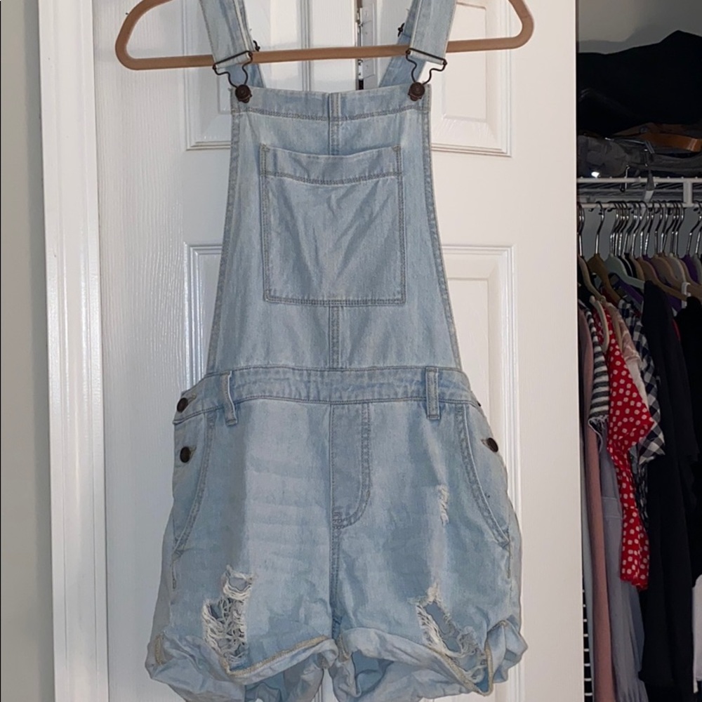 Light wash overalls